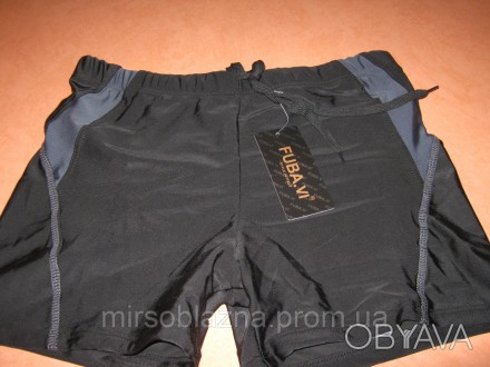 
Плавки-боксеры для купания мужские FUBA.YI, черного цвета с серой строчкой и ма. . фото 1