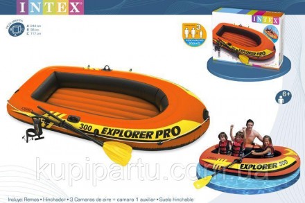 Надувная лодка Explorer 300 PRO Set Intex 58358(244X117X36CM). . фото 3