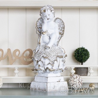 Ангел на цветке – интересная статуэтка ручной работы. Ангелочек на бутоне белого. . фото 1