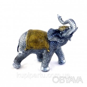 Стильний декоративний слоник сріблястого кольору з полістоуну. Його висота 30 см. . фото 1
