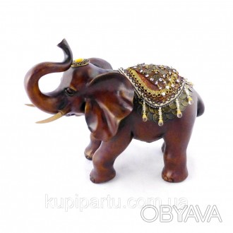 Интересная декоративная статуэтка слона с хоботом вверх коричневого цвета. Сдела. . фото 1