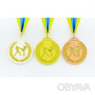 	Тип: спортивная наградная медаль;Обозначение призового места на лицевой стороне. . фото 1