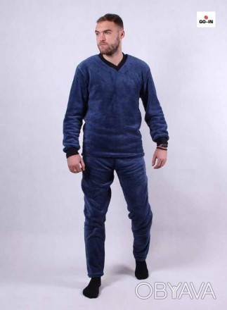 Пижама мужская махровая теплая синия, домашняя зимняя 44-60р.
Красивая мужская п. . фото 1