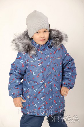 Утепленная зимняя детская куртка для мальчика ‘Космос’. Куртка из плащевой мембр. . фото 1