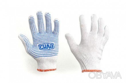 Перчатки трикотажные с ПВХ протектором для защиты рук от механических воздействи. . фото 1