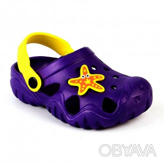 Детские легкие сабо, фиолетовые кроксы девочке или мальчику от Jose Amorales (Ук. . фото 1