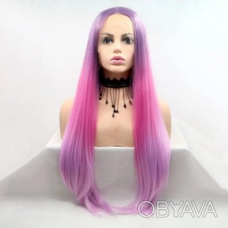 сиренево - розовый парик с имитацией кожи головы из ровных термоволос на Хэллоуи. . фото 1