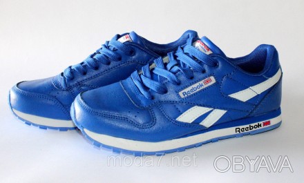 Стильные кожаные кроссовки Reebok Classic , выполнены из натуральной кожи в сине. . фото 1