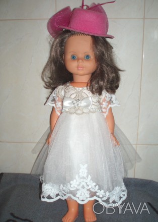 Винтажная куколка ГДР 48 см в отличном состоянии, густые длинные волосы, голова . . фото 1