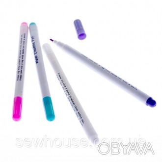 В наборе 4 водорастворимых маркера для ткани :розового, белого,голубого и фиолет. . фото 1
