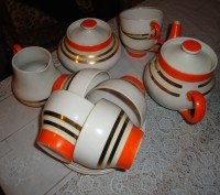 Замечательный чайный сервиз на 6 персон из фарфора, изготовленный в конце 60-нач. . фото 2