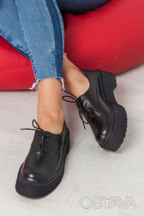 Туфли черные кожаные на толстой подошве DOKTOR Black Leather. . фото 1 Черные кожаные туфли броги на платформе
Туфли с открытой шнуровкой на мега удобн. . фото 1