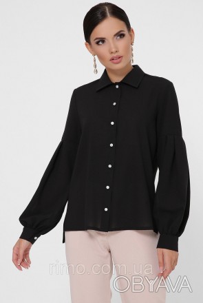 Классическая однотонная блуза с длинным рукавом, модель свободного кроя. Длина и. . фото 1