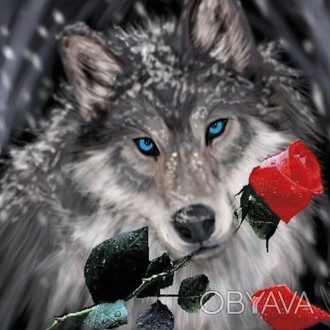 Алмазная вышивка 40х40см - набор "Волк с алой розой"
Общие характеристики: 
Запо. . фото 1