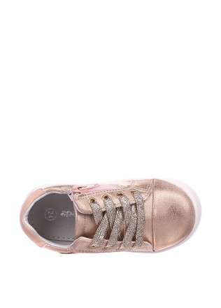 Кроссовки для девочки розово-золотые. Комфортный закруглённый носок не сжимает п. . фото 4