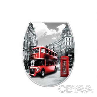 Сідні з кришкою для унітазу з рисунком "London" турецька торгова марка Elif Plas. . фото 1