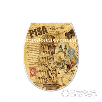 Сідні з кришкою для унітазу з рисунком "Pisa" турецька торгова марка Elif Plasti. . фото 1