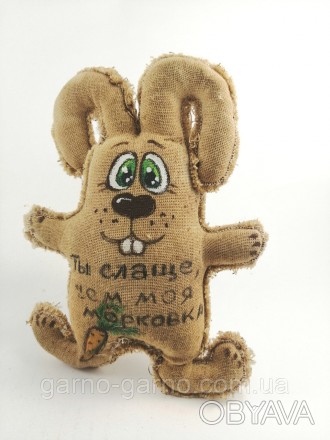 Заяц Кофейный с надписью Текстильная ароматная игрушка, сшитая из хлопка. Игрушк. . фото 1