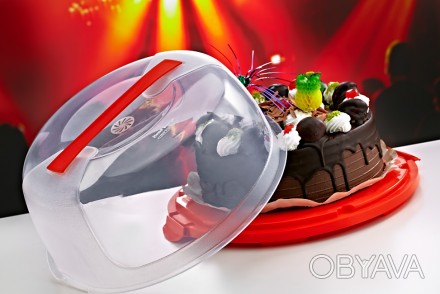 Тортівниця кругла пластикова з кришкою діаметр 30 см турецького виробника Dunya . . фото 1