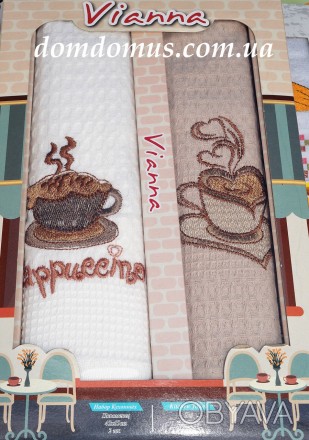 Комплект вафельних рушників торгової марки Vianna у подарунковій коробці. 
До ко. . фото 1