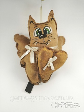 Кофейный Котик-Ангел с сердцем , лучший подарок с пожеланием для любителей котик. . фото 1