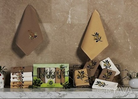 Набор кухонных вафельных полотенец торговой марки Philippus в подарочной коробке. . фото 1