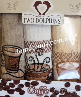 Комплект вафельных кухонных полотенец торговой марки TW DOLPHINS в подарочной ко. . фото 1