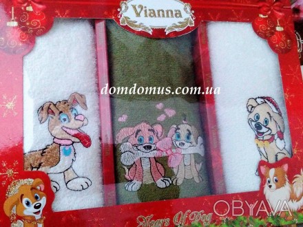 Комплект махровых полотенец торговой марки Vianna в подарочной коробке. Мягкие, . . фото 1