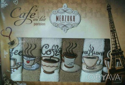 Комплект махровых кухонных полотенец торговой марки Merzyka в подарочной коробке. . фото 1