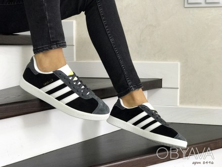 Кроссовки женские подростковые черные с серым замша Adidas Gazelle
Производитель. . фото 1