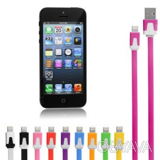 Кабель USB - Lightning small noodle для Apple (iPhone 5, iPad 4/Mini) (3 м), mix. . фото 1
