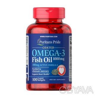 
 
Пищевая добавка Puritan's Pride Omega-3 Fish Oil 1000 mg – это чистый рыбий ж. . фото 1