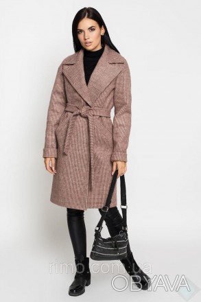 Стильное женское демисезонное пальто, модель с отложным воротником, с поясом. Па. . фото 1