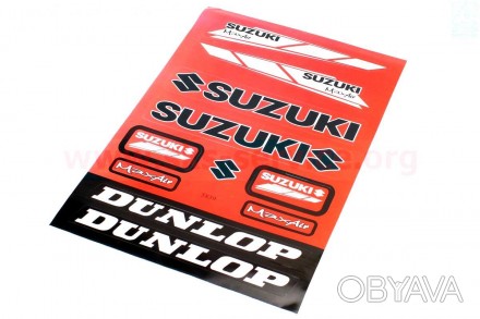 Наклейки набор 8шт "Suzuki/Dunlop" красные 5839A (22x32см)У нас Вы можете купить. . фото 1