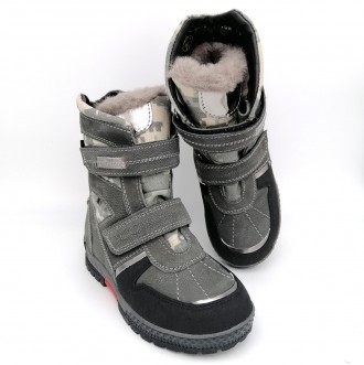 
Зимние ботинки для мальчика, темно-серого цвета. Выполнены из натуральной кожи . . фото 6