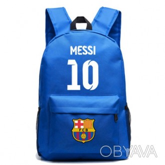 
Вместительный футбольный рюкзак Messi FC Barcelona украшен символикой футбольно. . фото 1
