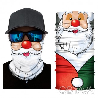 Новогодняя маска бафф с Дедом Морозом на лицо универсальная защитная