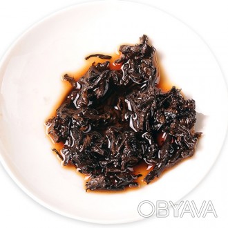 Китайский чай Шу Пуэр Мэнхай Да И Янтарная плитка 1401 — черный прессованный, по. . фото 1