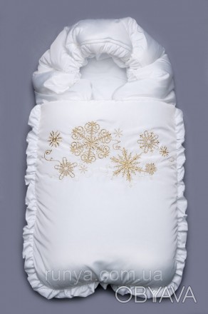 Нарядный конверт-одеяло зимний ‘Снежинка’ для малыша. Уникальность конверта сост. . фото 1