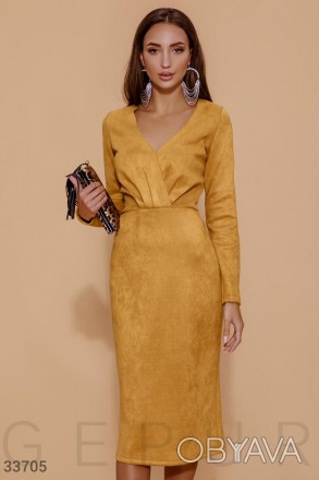Доступные размеры: s, m, l Платье-миди желтого цвета, выполненное из мягкой эко-. . фото 1