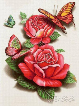 Алмазная вышивка 40х30см - набор "Бабочки на розах"
В набор "Бабочки на розах" в. . фото 1