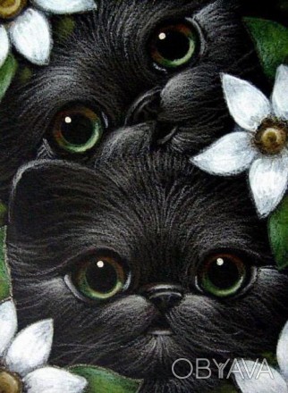 Алмазная вышивка 40х30см - набор "Зеленоглазые котята"
Общие характеристики: пол. . фото 1