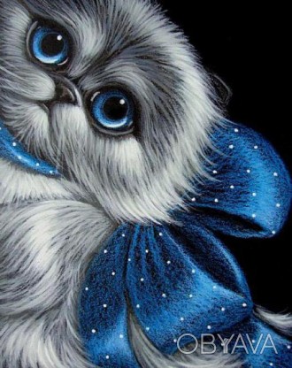 Алмазная вышивка 40х30см - набор "Котенок с синим бантом"
Общие характеристики: . . фото 1