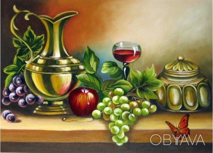 В набор "Бокал вина и фрукты" входит: 
- холст с размером изображения 60х40 см с. . фото 1