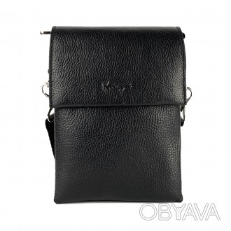 Мини сумка-планшет мужская кожаная Karya 0565-45 черный. Мессенджер выполнен из . . фото 1