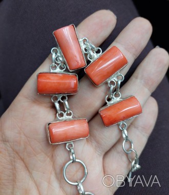 Предлагаем Вам купить красивый браслет с кораллом в серебре.
 индийский браслет . . фото 1