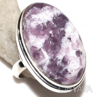 Предлагаем Вам купить кольцо с натуральным камнем - лепидолит в серебре. Размер . . фото 1