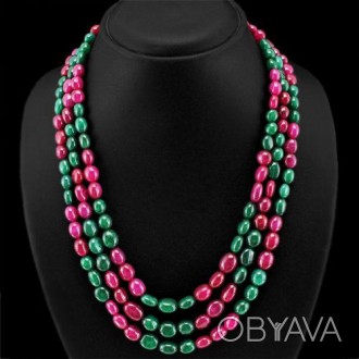 Предлагаем Вам купить красивые бусы, ожерелье из натуральных камней рубин + изум. . фото 1