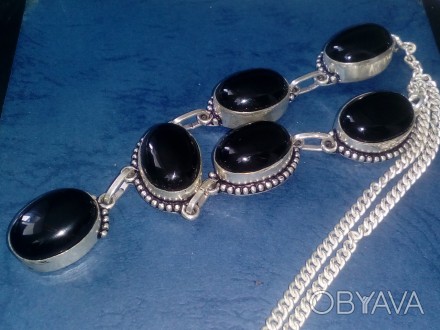Предлагаем Вам купить ожерелье с камнем черный оникс в серебре.
 индийское ожере. . фото 1