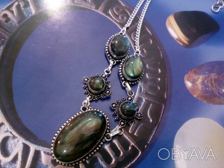 Предлагаем Вам купить оригинальное ожерелье с природным камнем лабрадор в серебр. . фото 1